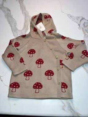 Fin and Vince mushroom sweate rec hoodie nwt organic cotton